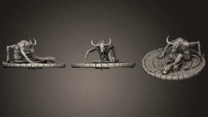 Статуэтки герои, монстры и демоны (Минотавр, STKM_1498) 3D модель для ЧПУ станка